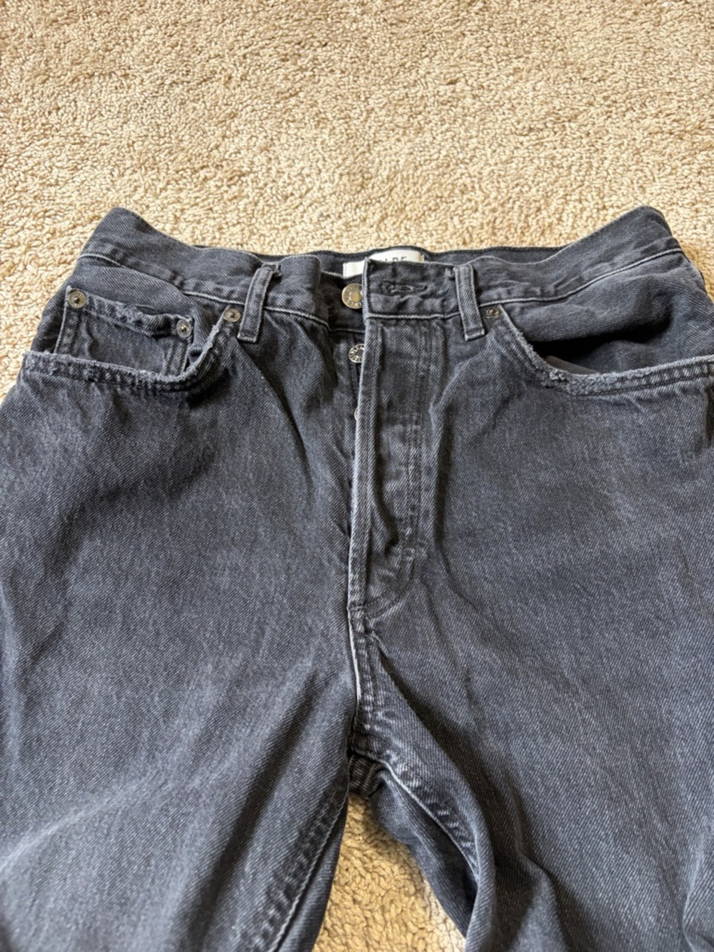 Agolde Black Button Fly Denim Jeans Size 26 - Picture 2 of 7